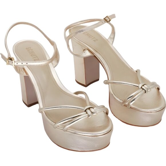Women's Schutz Gold Platform Strappy Sandal - US 9.5 M - Picture 4 of 6